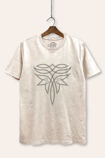 Western Boots Toe Stitch Graphic Mineral Wash Relaxed Tee