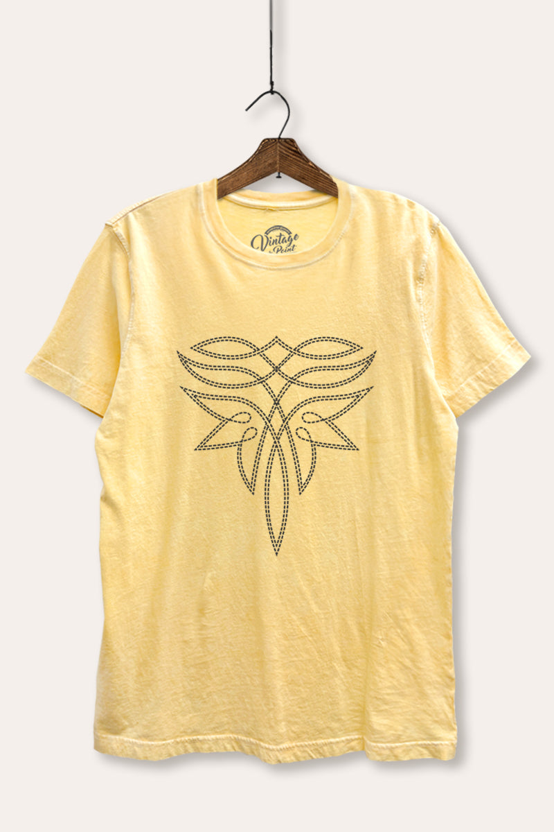western cowboy boots toe stitch pattern mineral wash relaxed graphic t-shirt