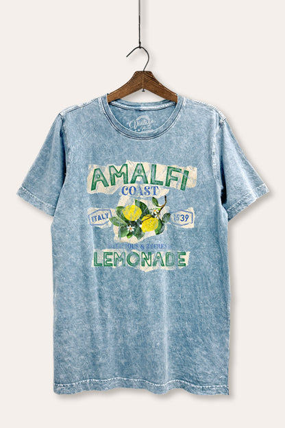 Amalfi Coast Lemon Fruit Graphic Mineral Wash Relaxed Tee