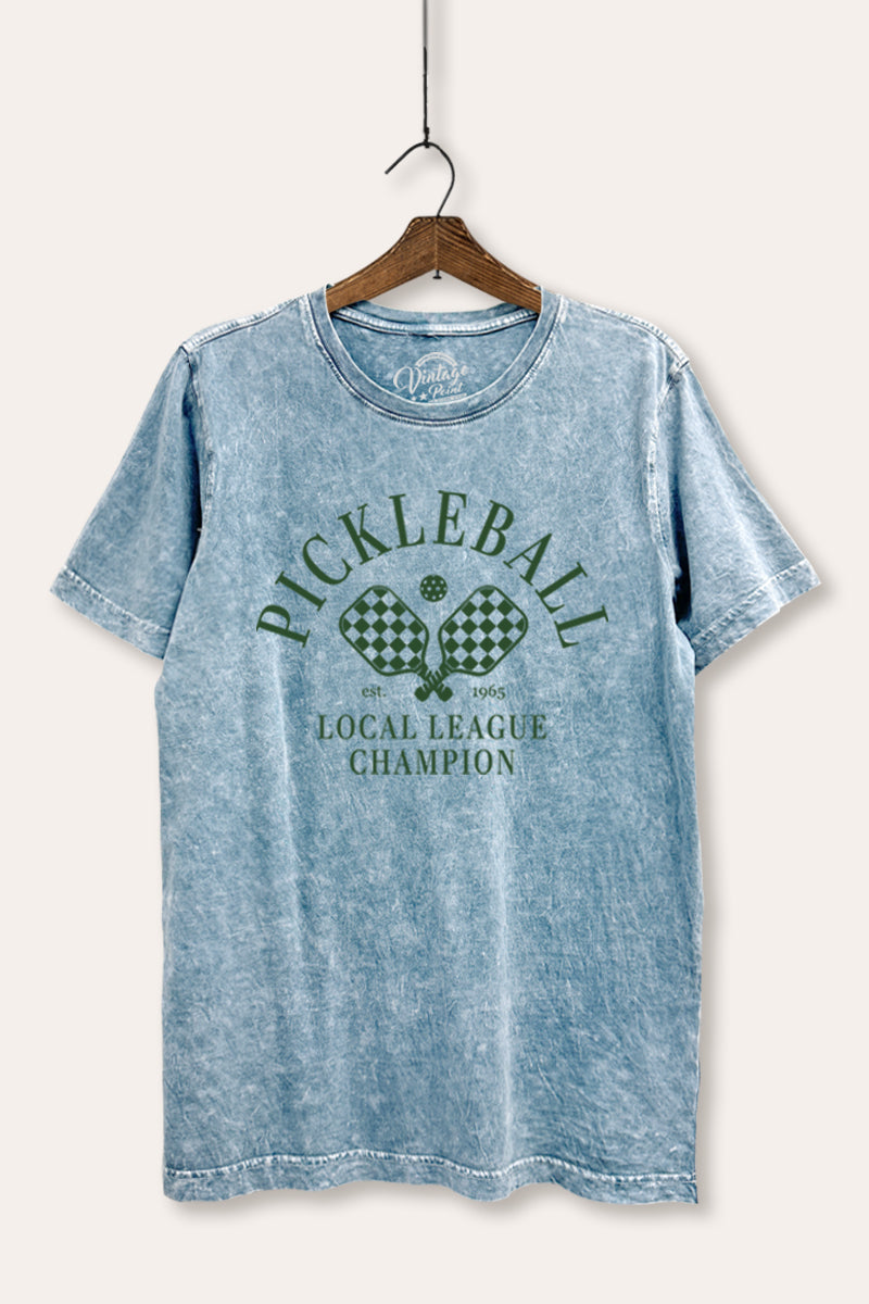"pickleball champion" mineral wash relaxed graphic tee