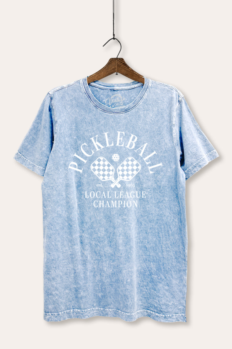 "pickleball champion" mineral wash relaxed graphic tee