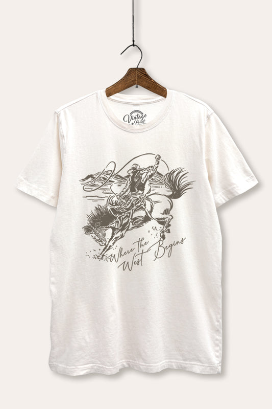 "where the west begins" mineral wash relaxed graphic tee