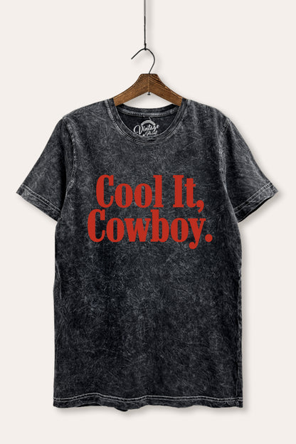 Cool It Cowboy Western Graphic Mineral Wash Relaxed Tee