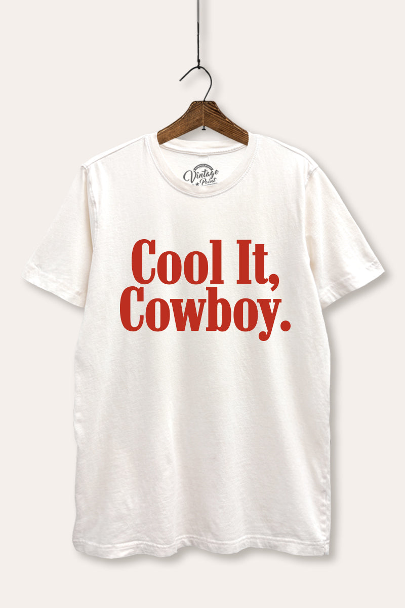 "cool it cowboy" mineral wash relaxed graphic tee