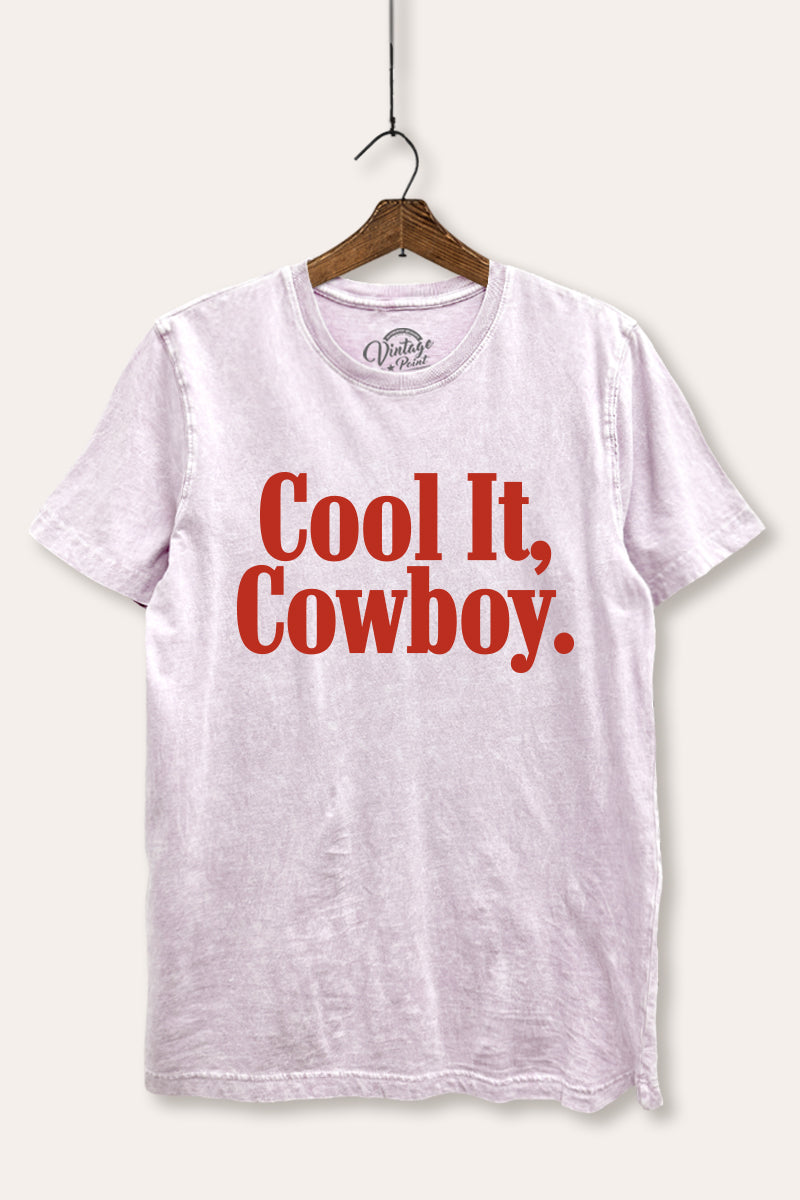 "cool it cowboy" mineral wash relaxed graphic tee