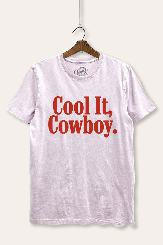 "cool it cowboy" mineral wash relaxed graphic tee