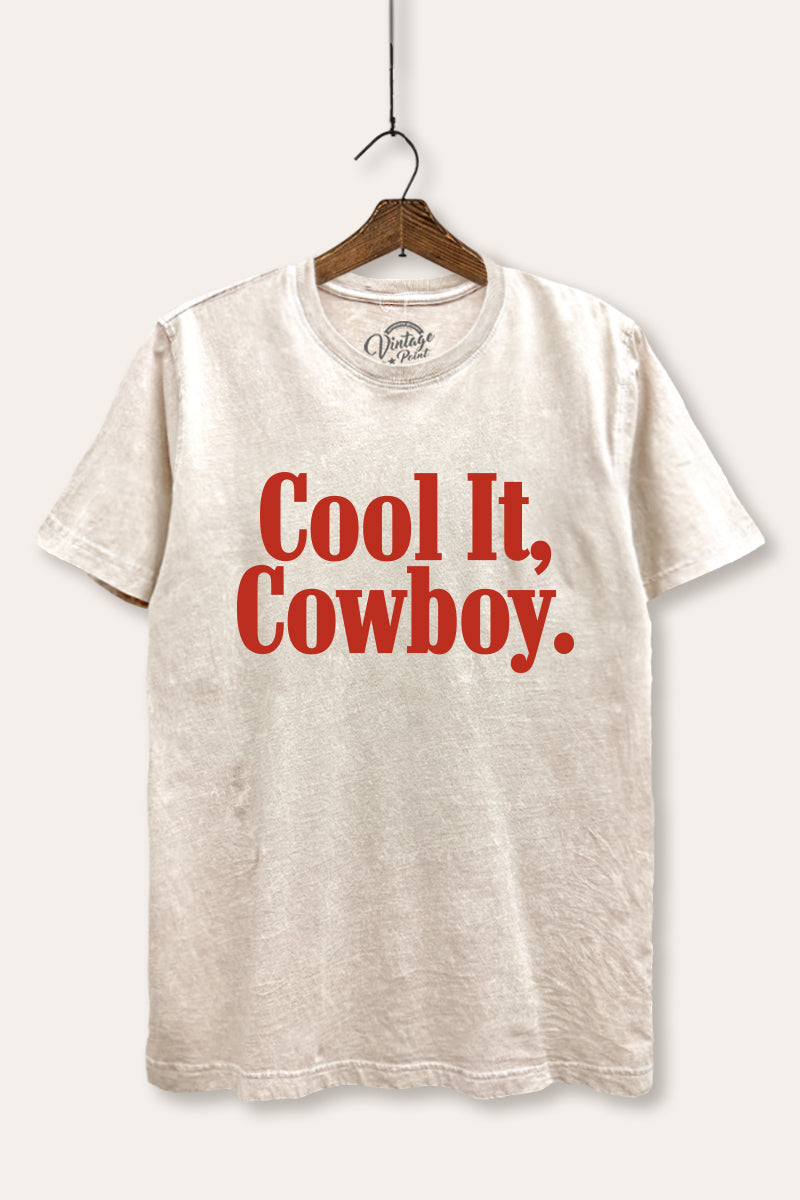 "cool it cowboy" mineral wash relaxed graphic tee