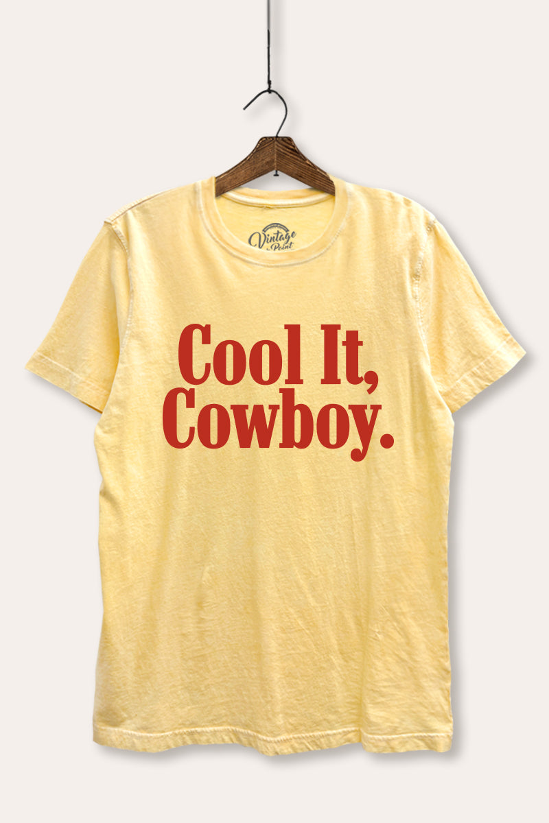 "cool it cowboy" mineral wash relaxed graphic tee