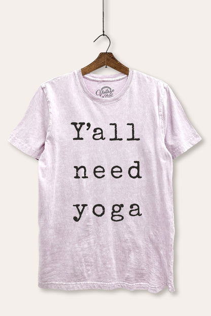 Y'all Need Yoga Graphic Mineral Wash Relaxed Tee