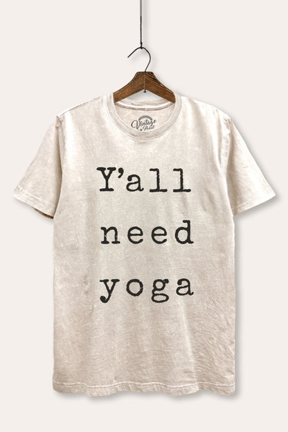 Y'all Need Yoga Graphic Mineral Wash Relaxed Tee