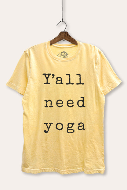 Y'all Need Yoga Graphic Mineral Wash Relaxed Tee