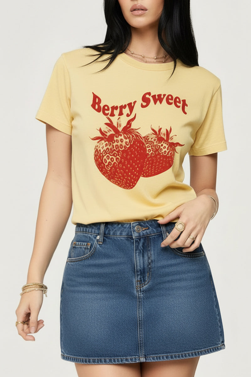 Berry Sweet Fruit Graphic Mineral Wash Relaxed Tee
