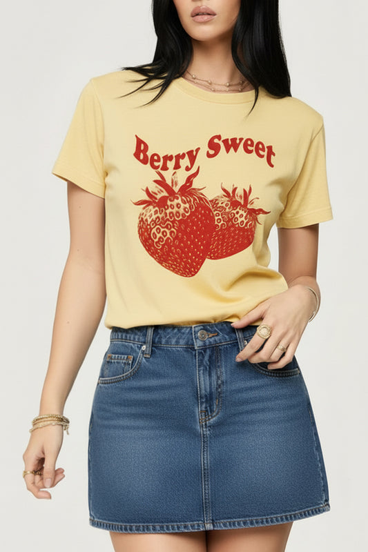 Berry Sweet Fruit Graphic Mineral Wash Relaxed Tee