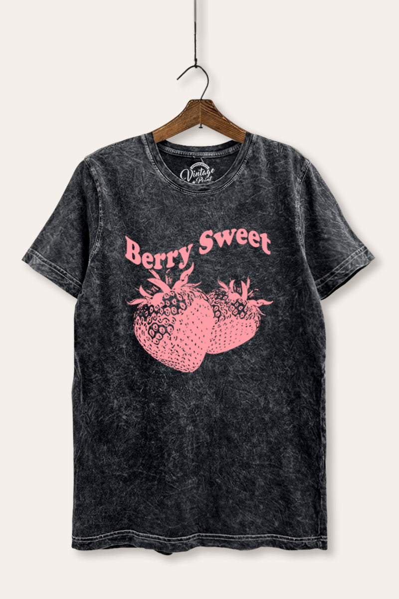 Berry Sweet Fruit Graphic Mineral Wash Relaxed Tee