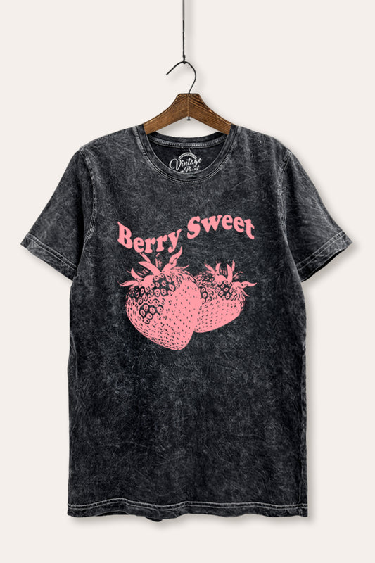 Berry Sweet Fruit Graphic Mineral Wash Relaxed Tee
