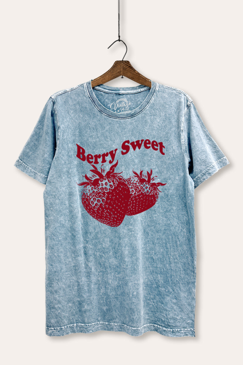 Berry Sweet Fruit Graphic Mineral Wash Relaxed Tee