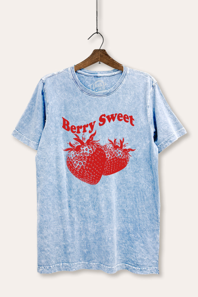 Berry Sweet Fruit Graphic Mineral Wash Relaxed Tee