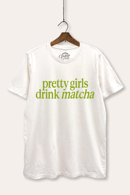 Pretty Girls Drink Matcha Graphic Mineral Wash Relaxed Tee