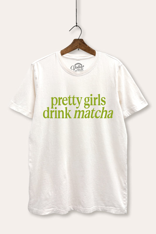 Pretty Girls Drink Matcha Graphic Mineral Wash Relaxed Tee