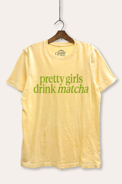 Pretty Girls Drink Matcha Graphic Mineral Wash Relaxed Tee