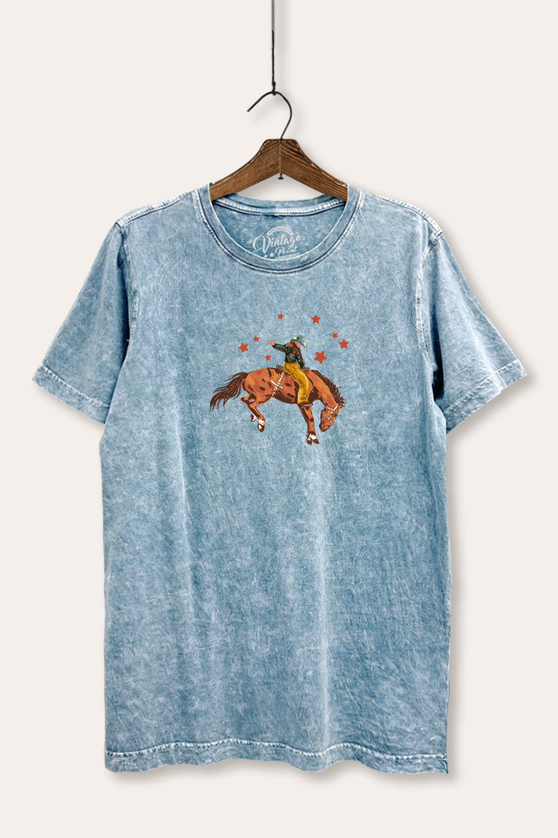 cowboy rodeo star graphic mineral wash relaxed tee