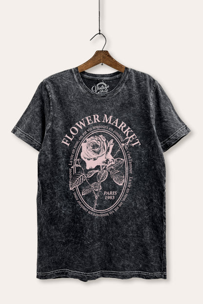 Flower Market Rose Graphic Mineral Wash Relaxed Tee