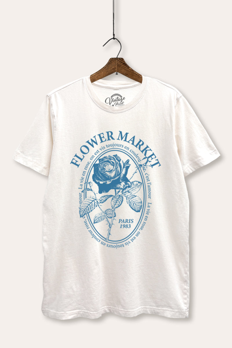 Flower Market Rose Graphic Mineral Wash Relaxed Tee
