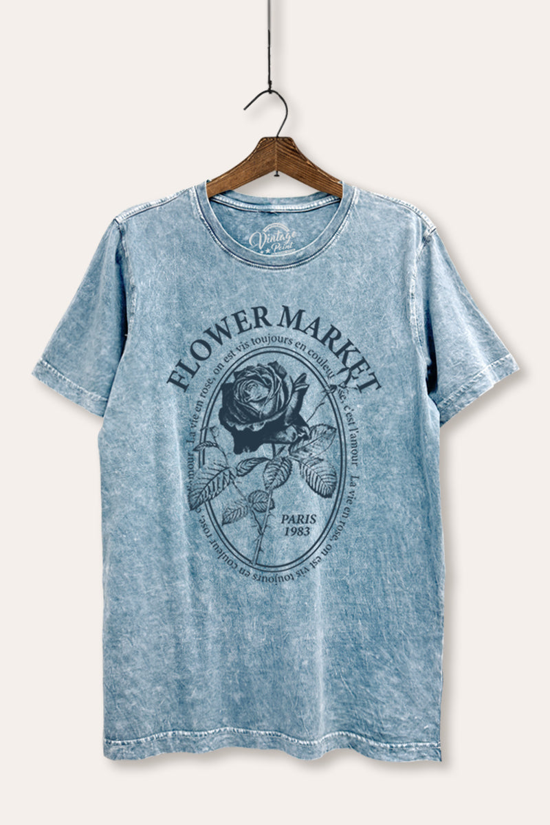 Flower Market Rose Graphic Mineral Wash Relaxed Tee
