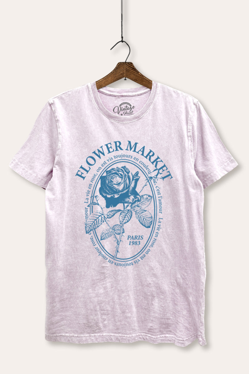 Flower Market Rose Graphic Mineral Wash Relaxed Tee