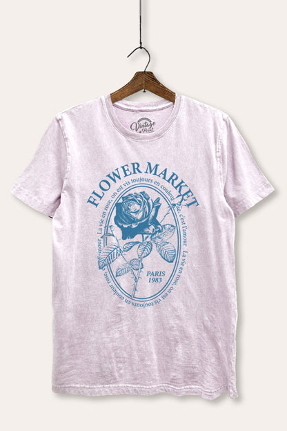 Flower Market Rose Graphic Mineral Wash Relaxed Tee