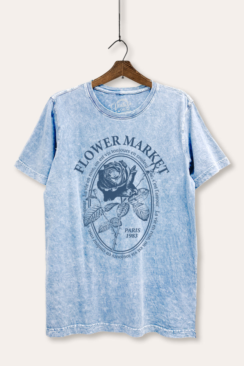 Flower Market Rose Graphic Mineral Wash Relaxed Tee