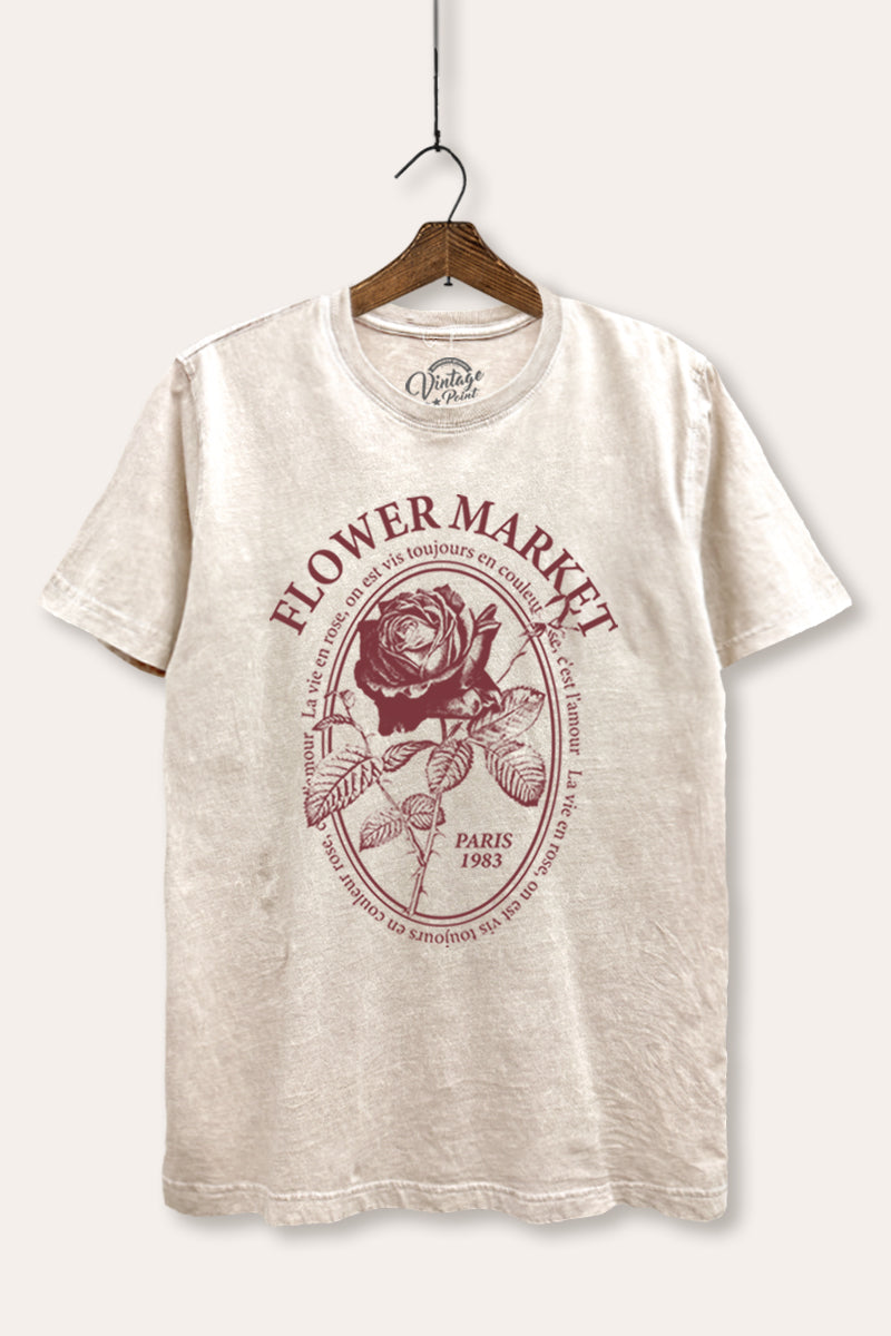 Flower Market Rose Graphic Mineral Wash Relaxed Tee