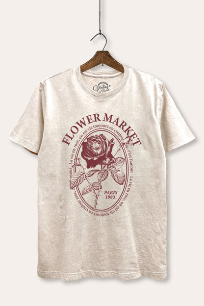 Flower Market Rose Graphic Mineral Wash Relaxed Tee