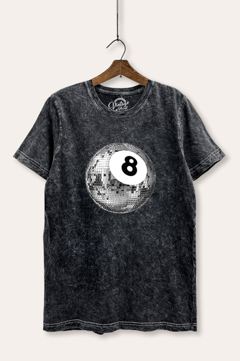 Disco 8-Ball Graphic Mineral Wash Relaxed Tee