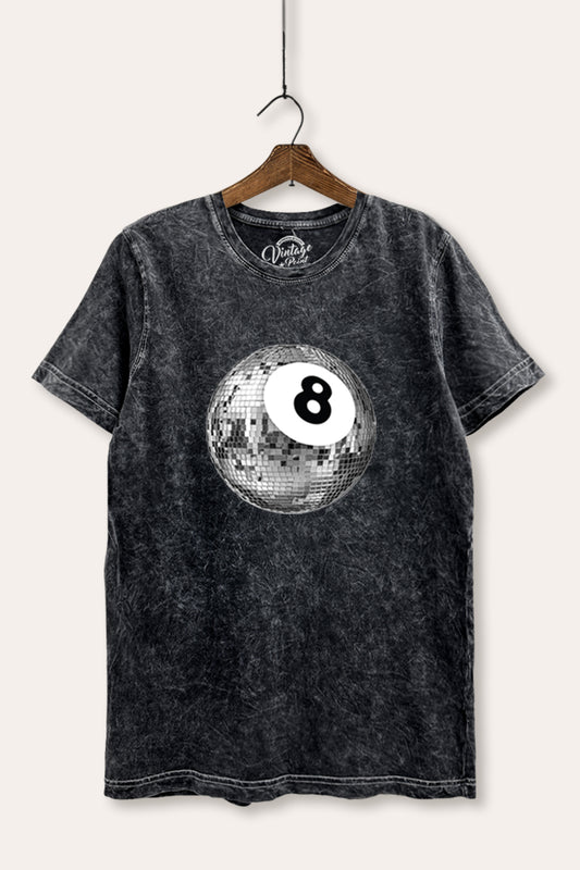 Disco 8-Ball Graphic Mineral Wash Relaxed Tee