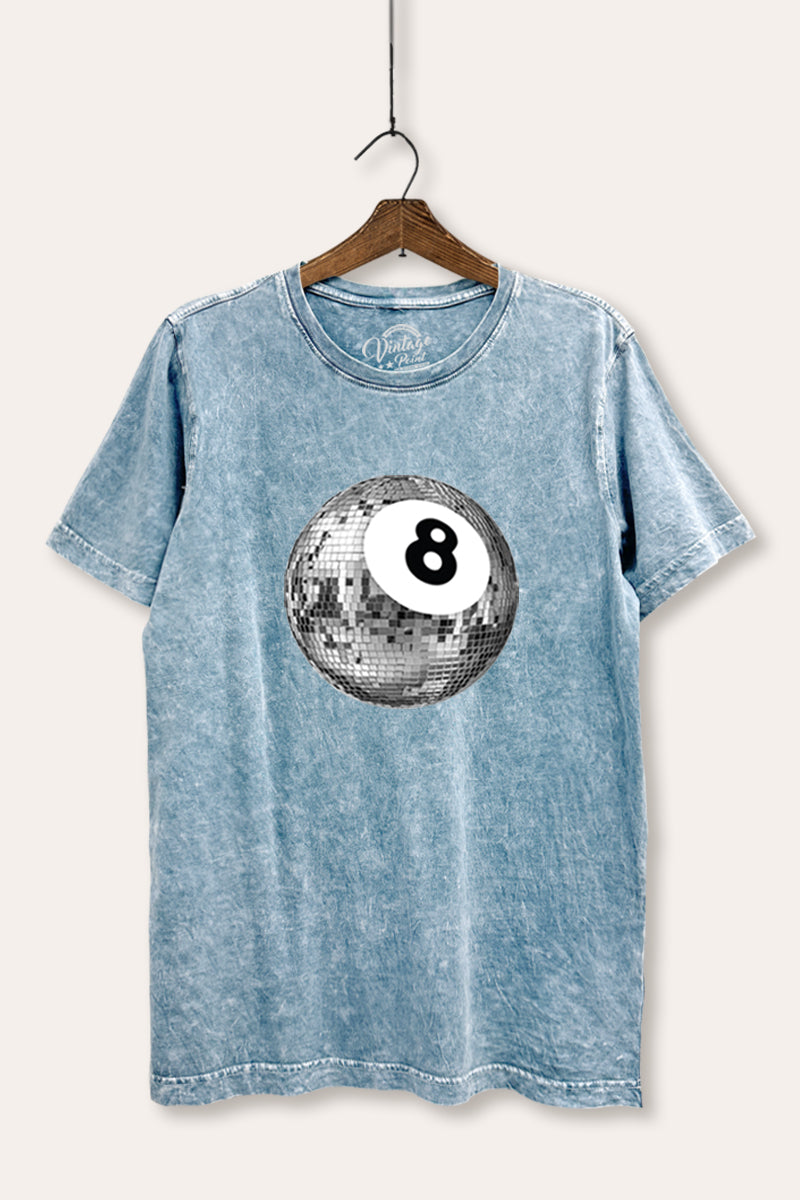 Disco 8-Ball Graphic Mineral Wash Relaxed Tee