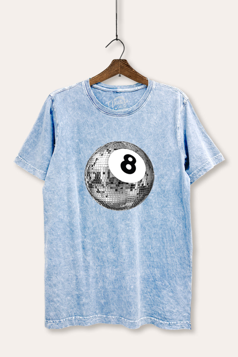 Disco 8-Ball Graphic Mineral Wash Relaxed Tee