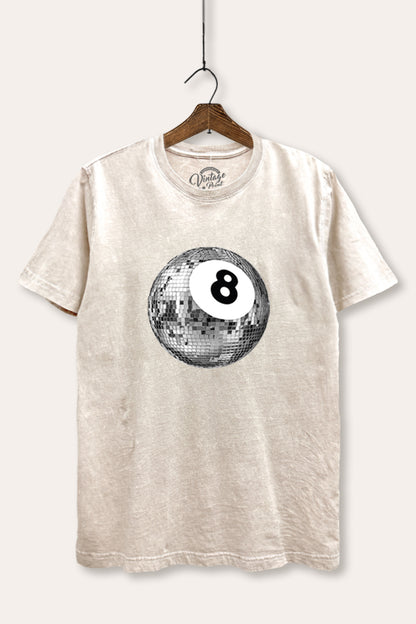 Disco 8-Ball Graphic Mineral Wash Relaxed Tee