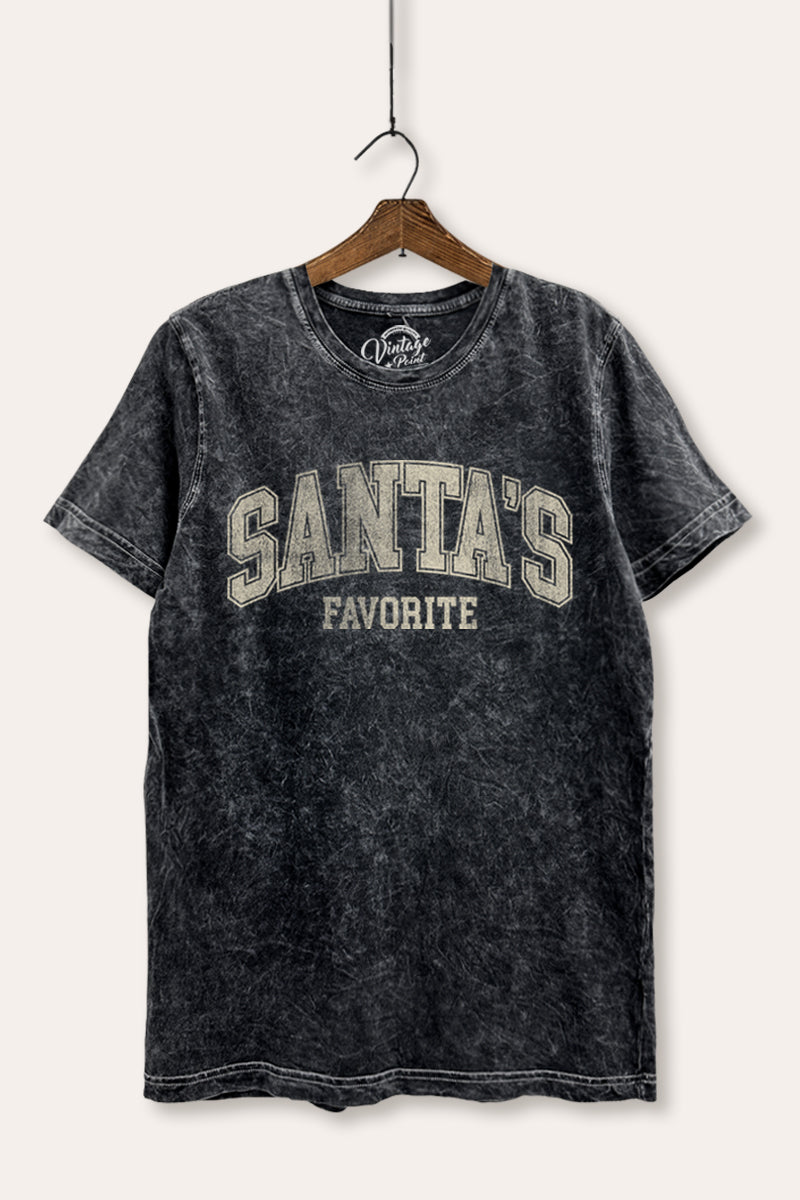 "santa's favorite" two-tier graphic mineral wash relaxed tee