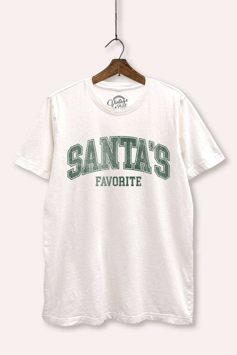 "santa's favorite" two-tier graphic mineral wash relaxed tee