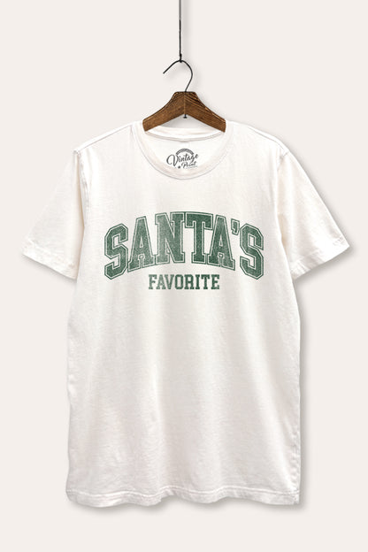 Santa's Favorite Christmas Graphic Mineral Wash Relaxed Tee