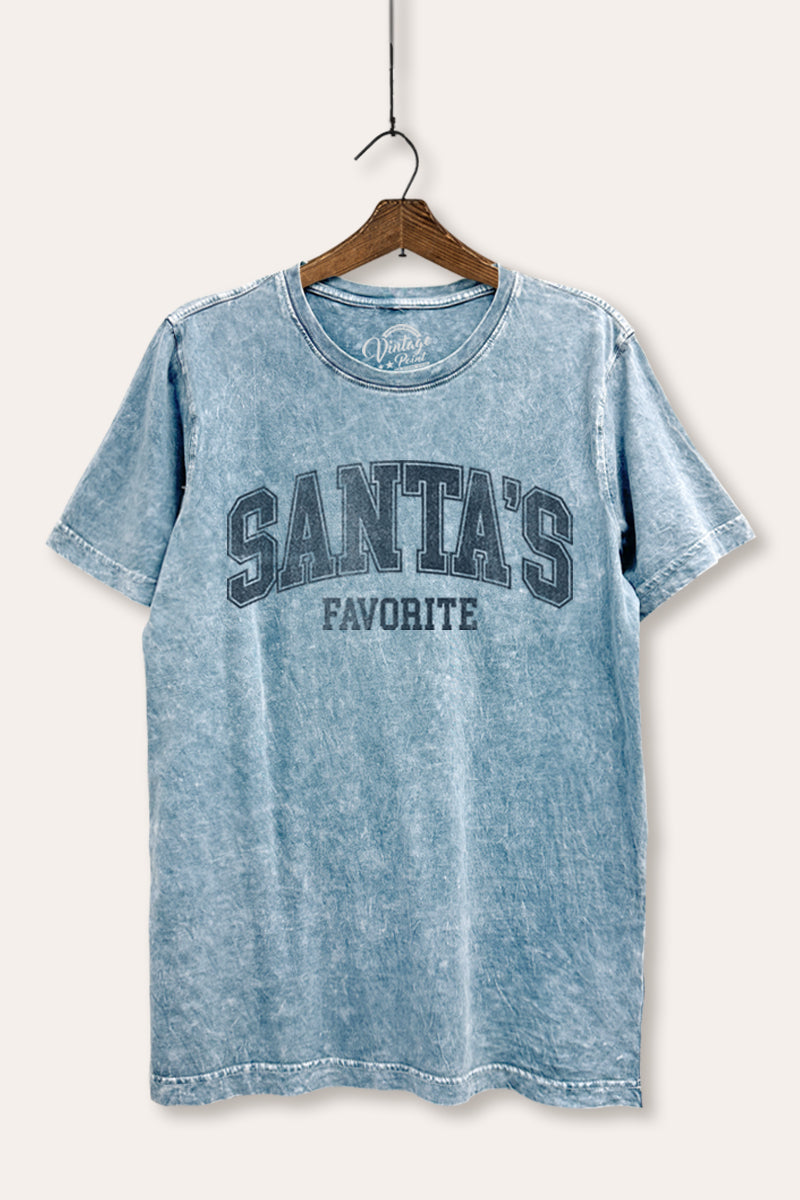 "santa's favorite" two-tier graphic mineral wash relaxed tee