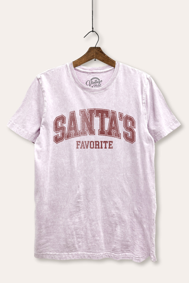 "santa's favorite" two-tier graphic mineral wash relaxed tee