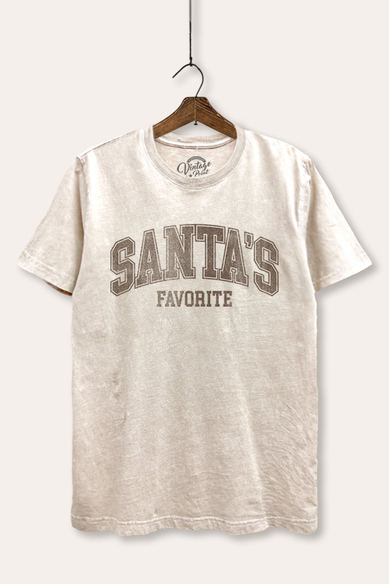 "santa's favorite" two-tier graphic mineral wash relaxed tee