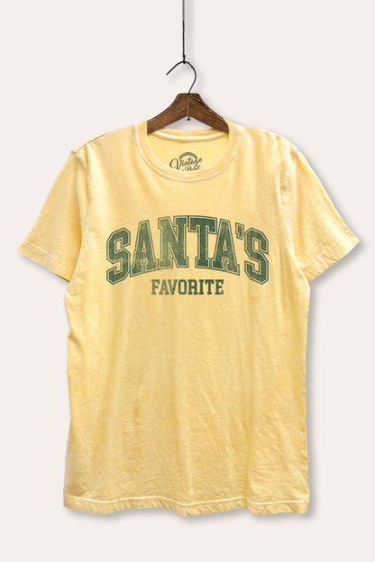 Santa's Favorite Christmas Graphic Mineral Wash Relaxed Tee
