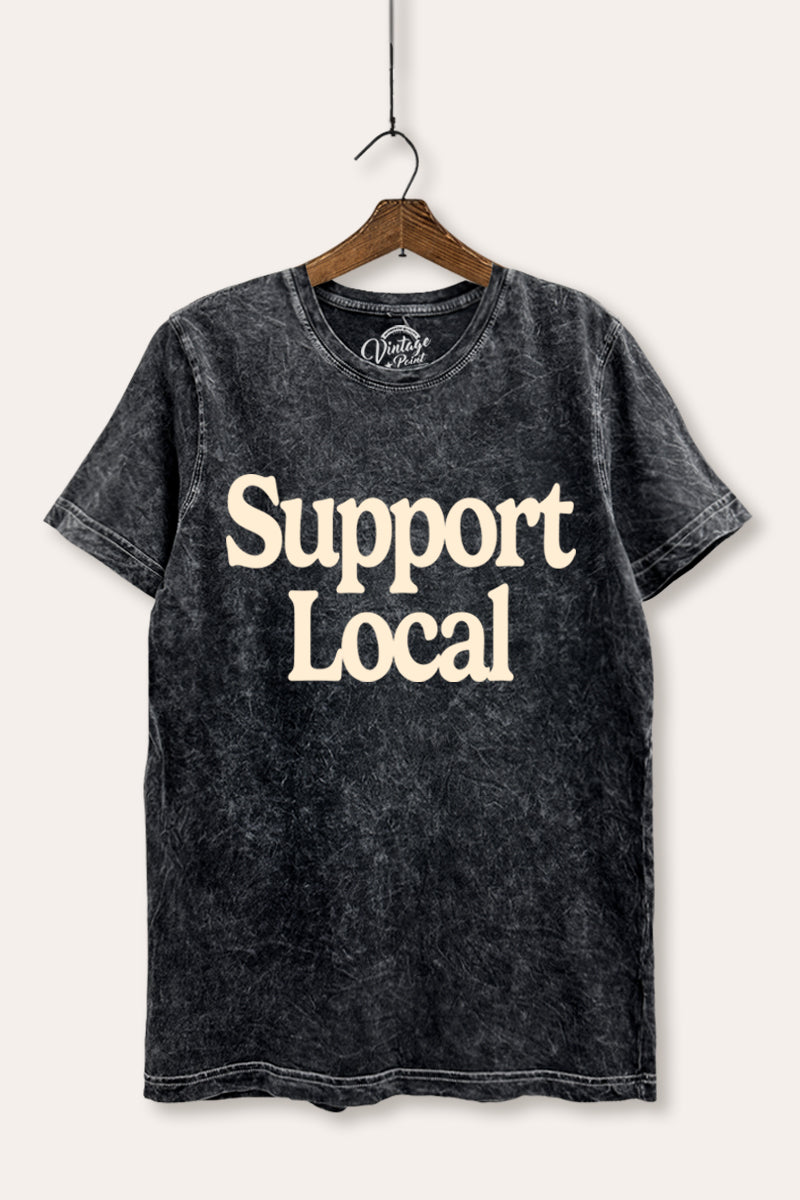 "support local" graphic mineral wash relaxed tee