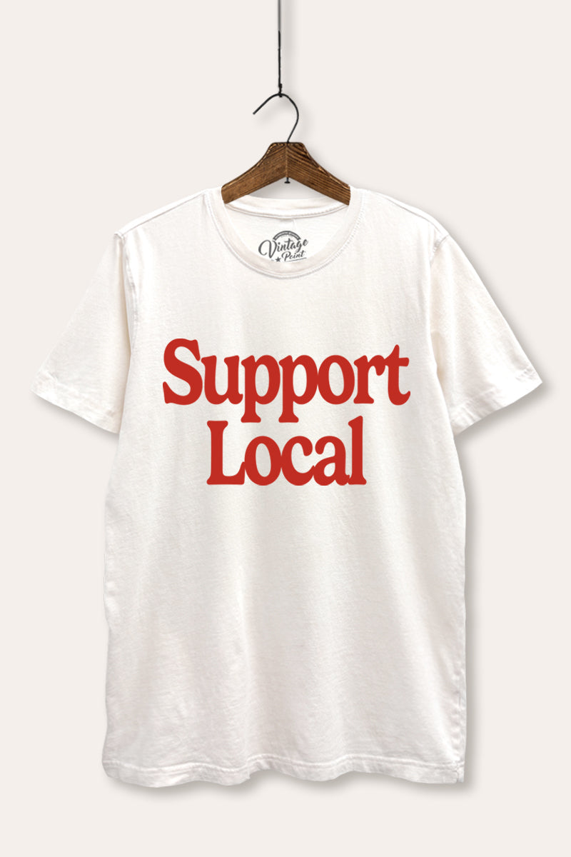"support local" graphic mineral wash relaxed tee