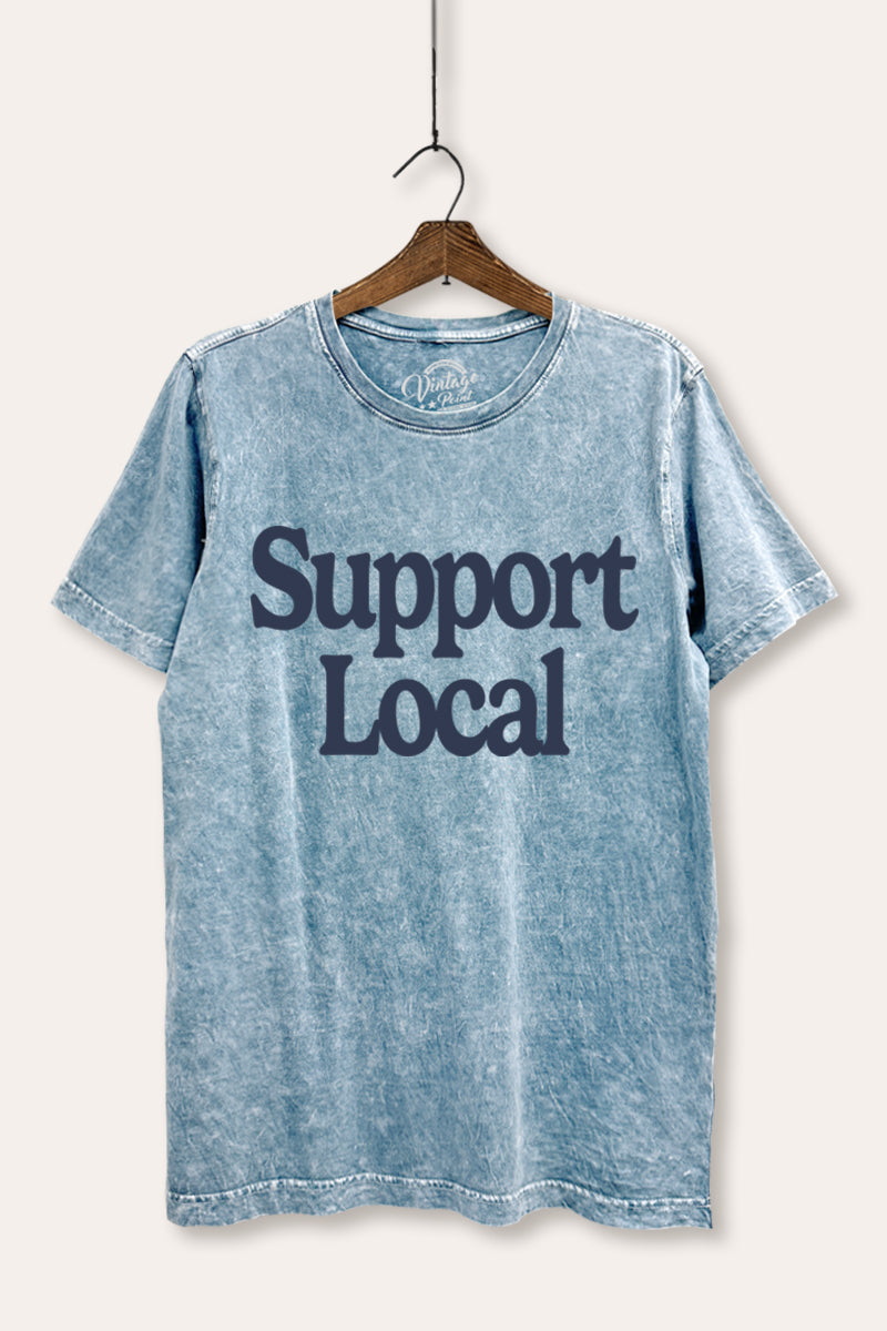 "support local" graphic mineral wash relaxed tee