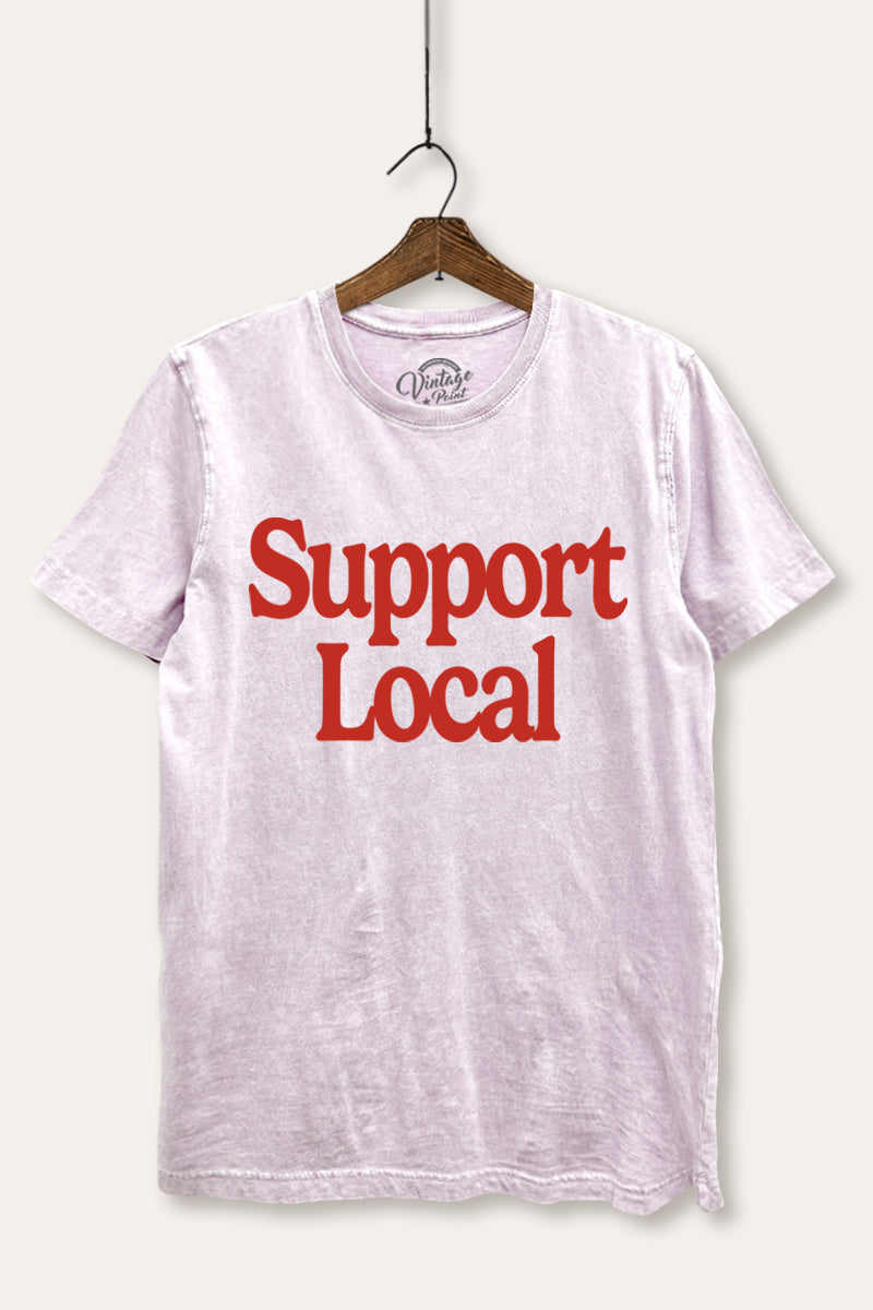 "support local" graphic mineral wash relaxed tee