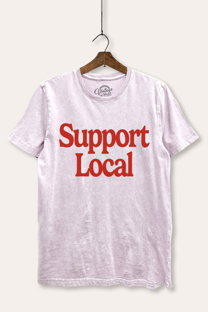 Support Local Graphic Mineral Wash Relaxed Tee